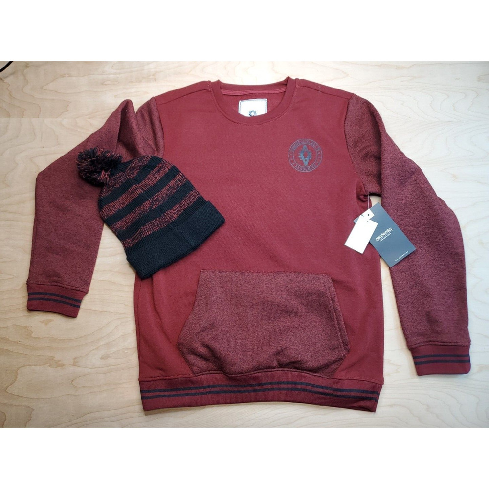 Akademiks Crewneck Logo Large Pocket Sweatshirt Sweater Pullover XL w/Beanie